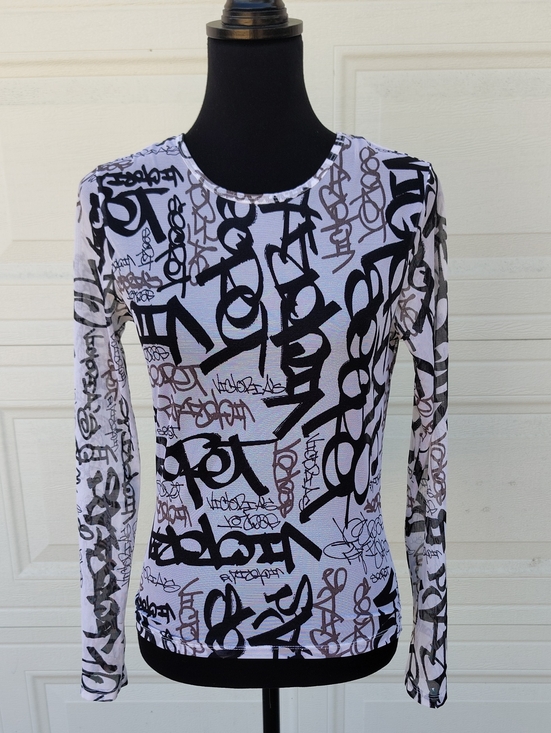 Victoria's Secret Tops - Vintage Victoria's Secret Mesh Fitted Long Sleeve Nylon Top Size S USA Logo Y2K
